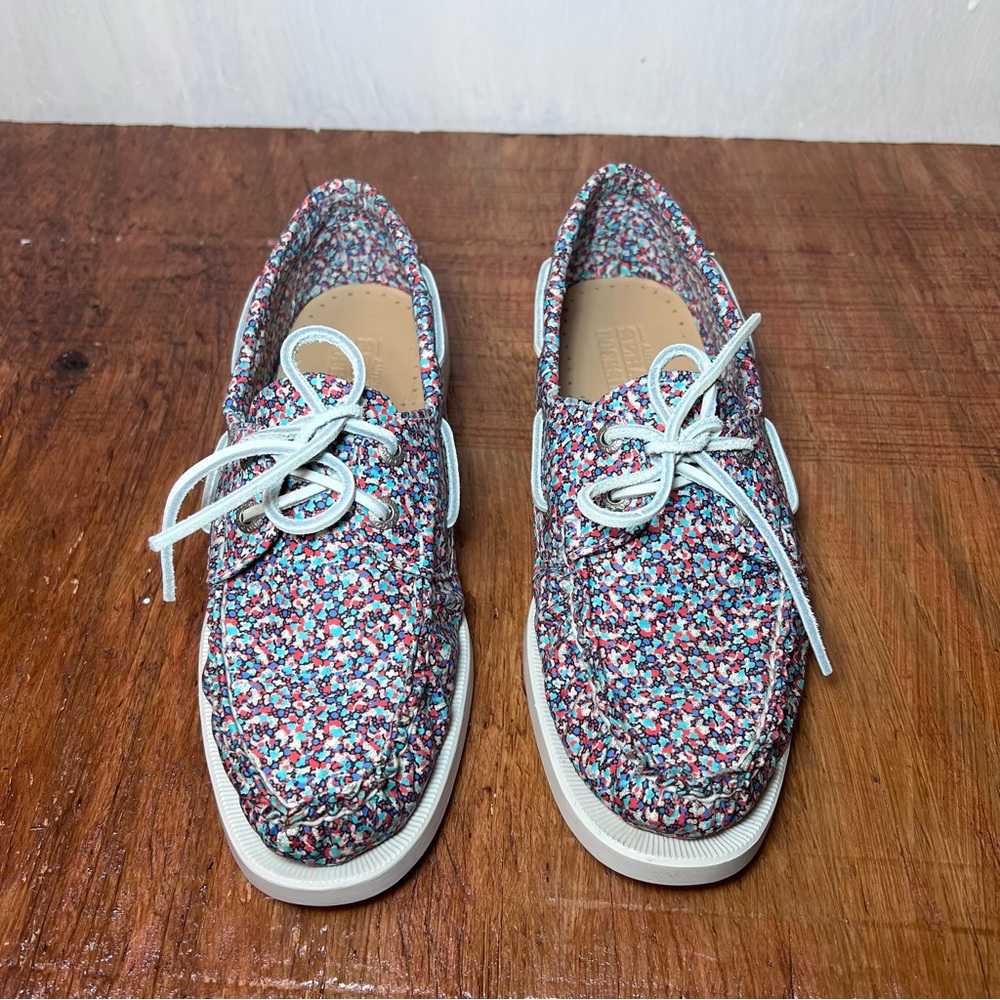 Sebago Docksides Womens  Low Slip On Deck Shoes Loafers US 7.5 Pepper Print